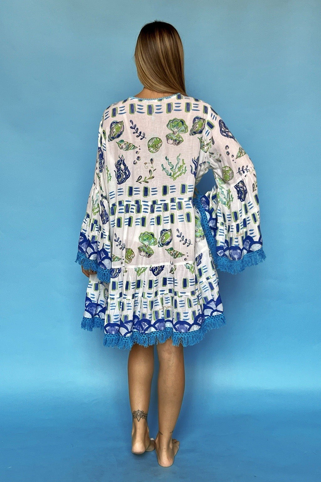 ANTICA SARTORIA CLAMS & THE SEA BEADED TOP DRESS NWT O/S