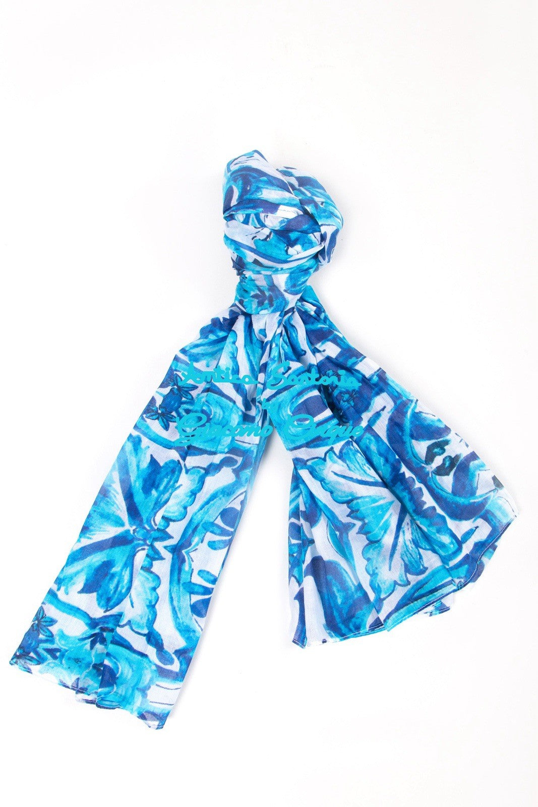 Antica Sartoria 2025 Blue White Scarf  40 X 70 NWT  Cotton