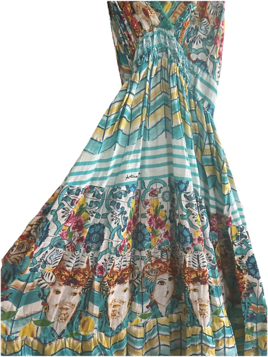 Antica Sartoria  Ladies & The Flowers Halter Neck Beaded  Long Dress Nwt O/S
