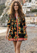 Antica Sartoria 2026 Black Orange 🍊& Green Tie Front Dress  NWT L/XL