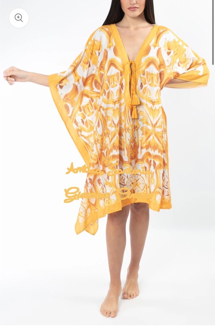 Antica Sartoria 2025 Gorgeous Top/poncho/cover Up Yellow & White NWT O/S To XXL