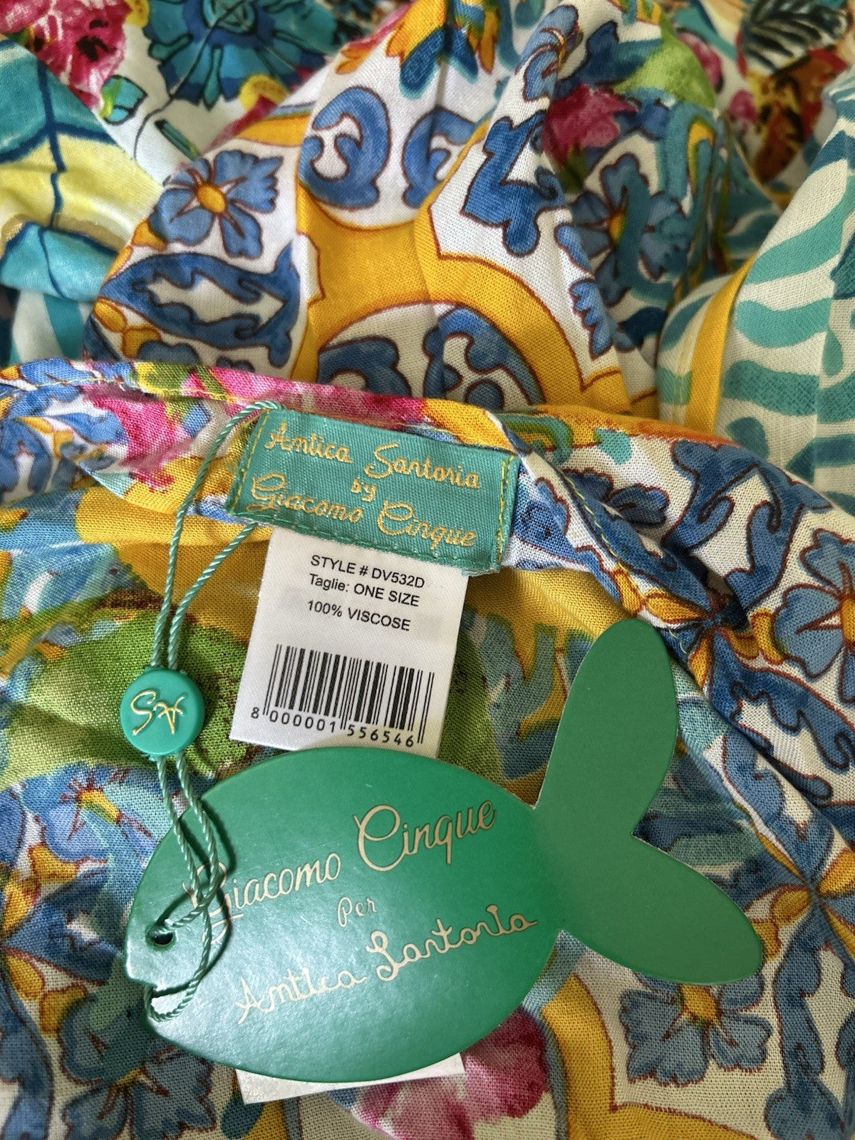 Antica Sartoria 2024 Lemon & Blue Orange Kaftan Mumu O/S XXL NWT