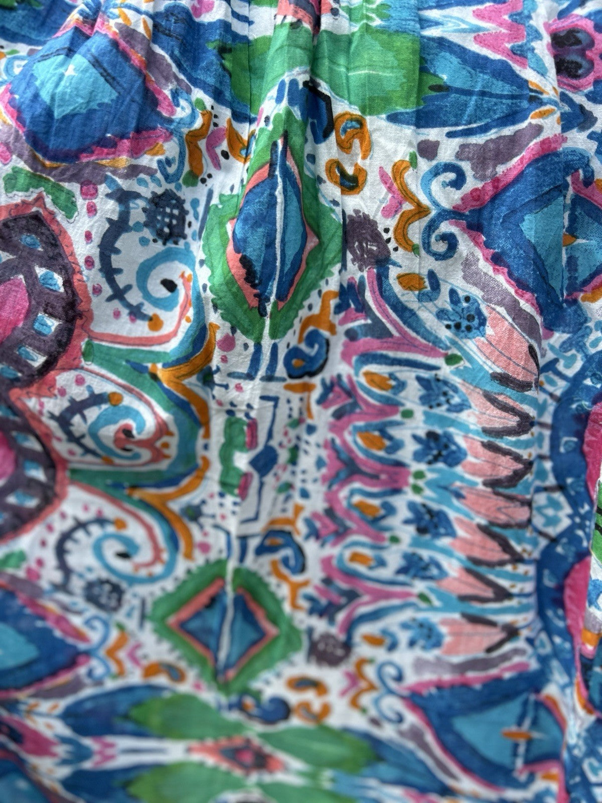 Antica Sartoria 2024 Blue Pink & White Evil Eye Long V Neck Beaded Dress NWT O/S