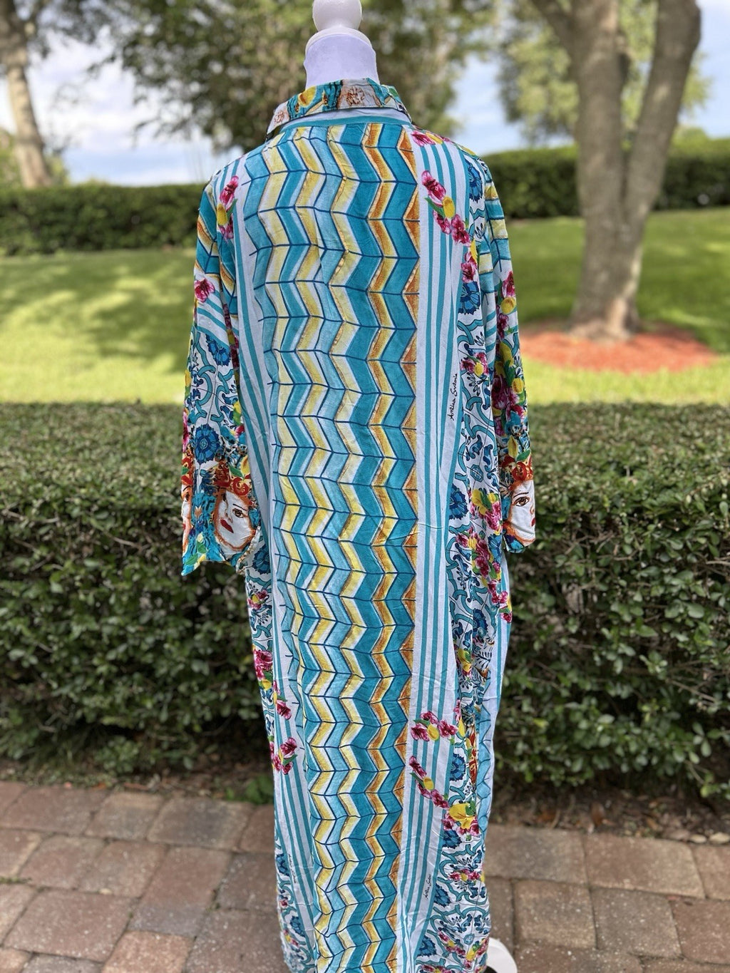 Antica Sartoria 2024 Ladies And Flowers Long Button Dress Kaftan NWT S/M