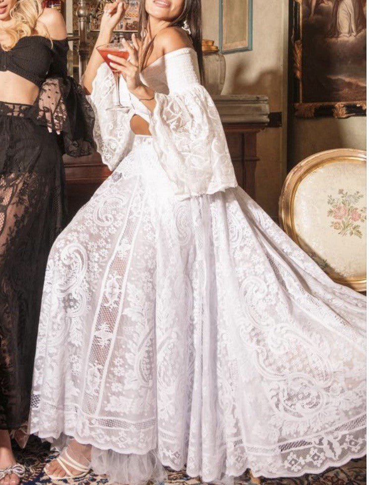 ANTICA SARTORIA 2025 WHITE LACE SKIRT WITH SLIP ONLY NWT ONE SIZE