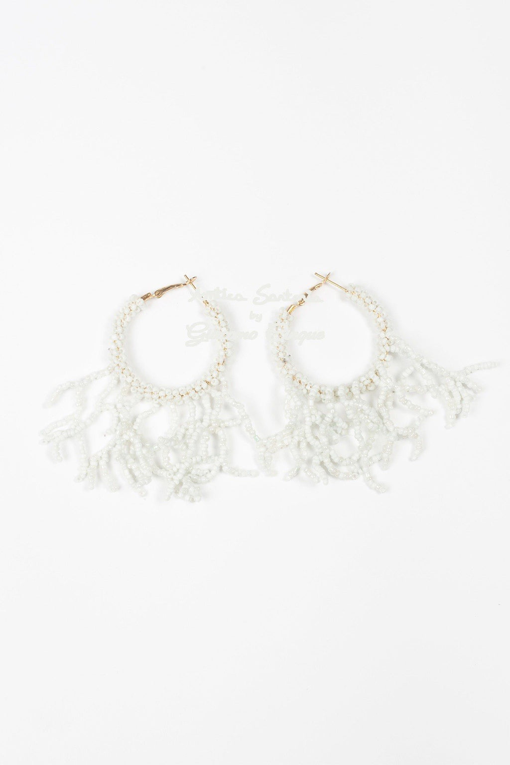 ANTICA SARTORIA 2025 WHITE BEADED HOOP EARRINGS GORGEOUS NWT