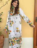Antica Sartoria 2026 White Green Lemon satin Kaftan Dress Mumu Long S/M