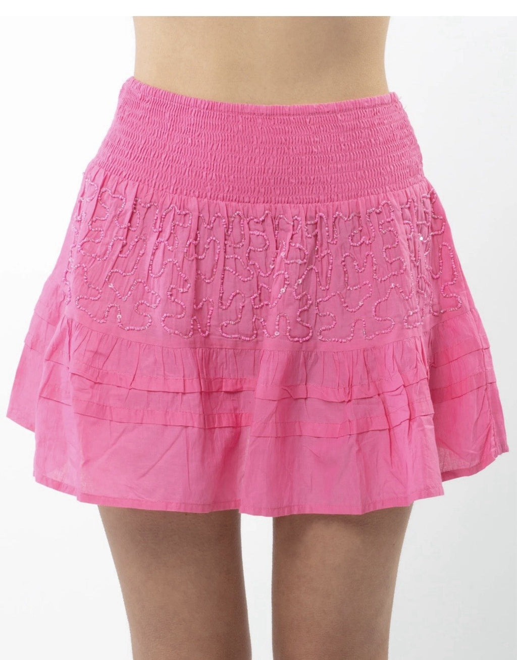 Antica Sartoria 2025 Pink Beaded Smocked Back Bra & Pink Beaded Skirt NWT O/S