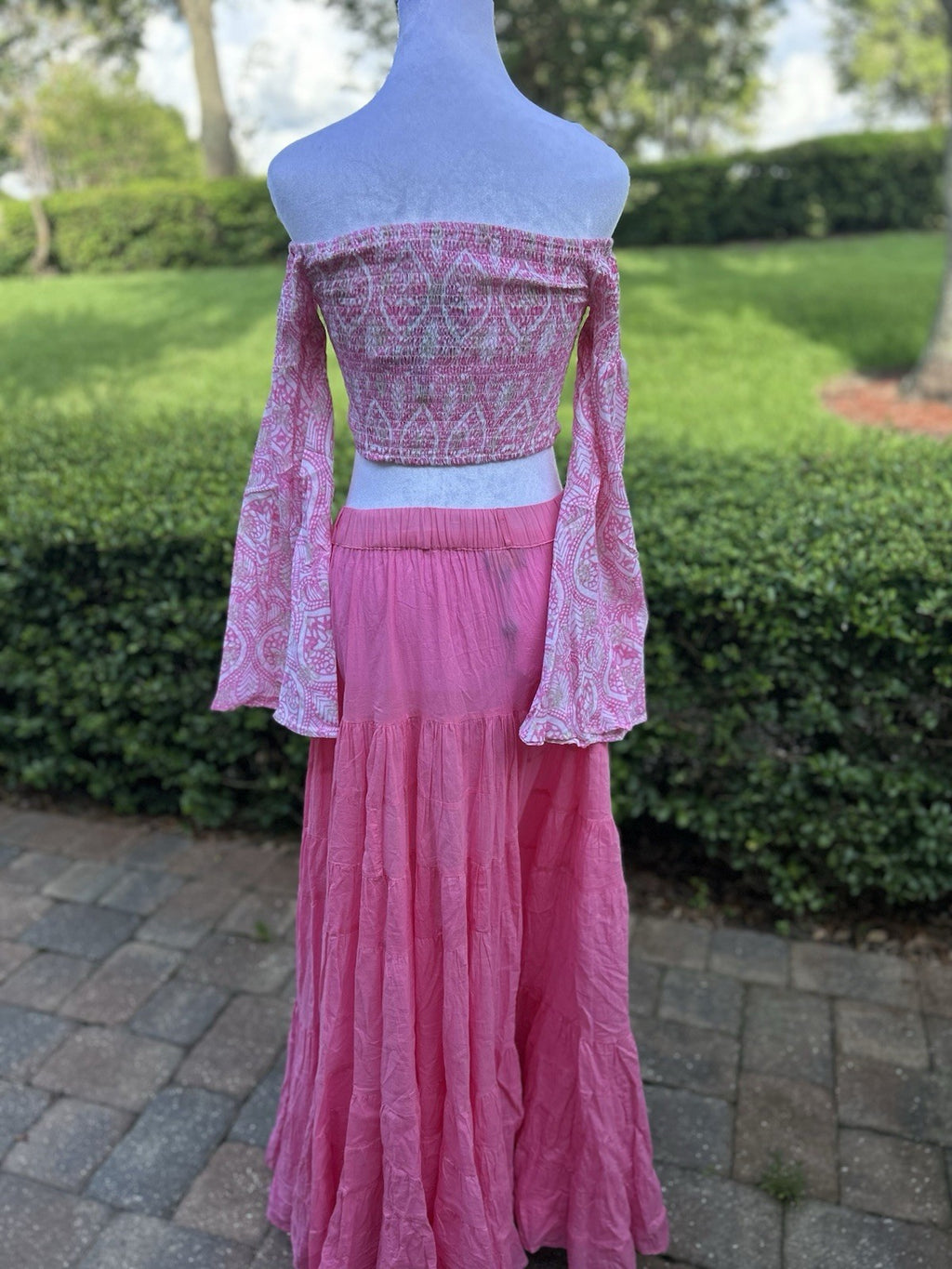 Antica Sartoria Long Back Short Front Pink Skirt & Top NWT