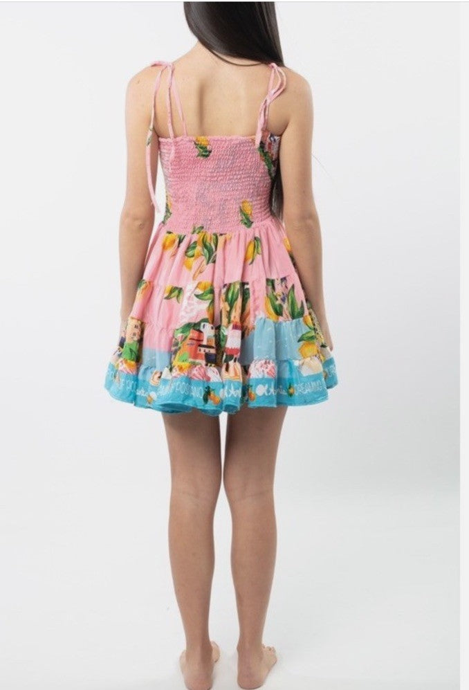 Antica Sartoria 2025 Positano Capri By The Sea Tie Smocked Top Dress NWT O/S