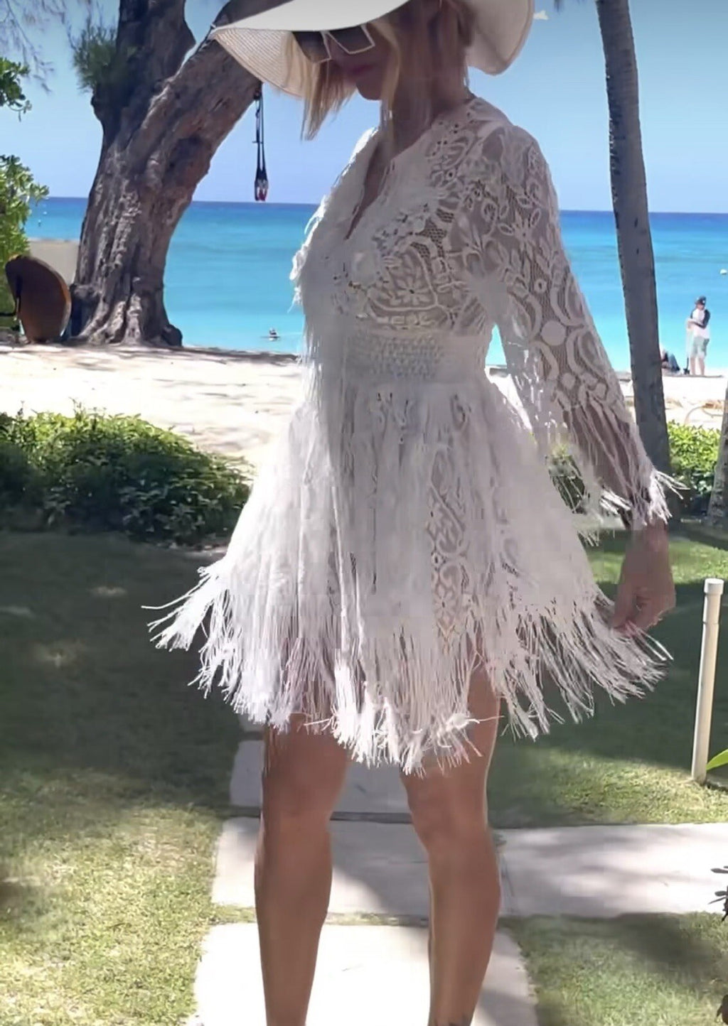 Antica Sartoria 2024 White Short Fringe Lace Dress 🤍🤍