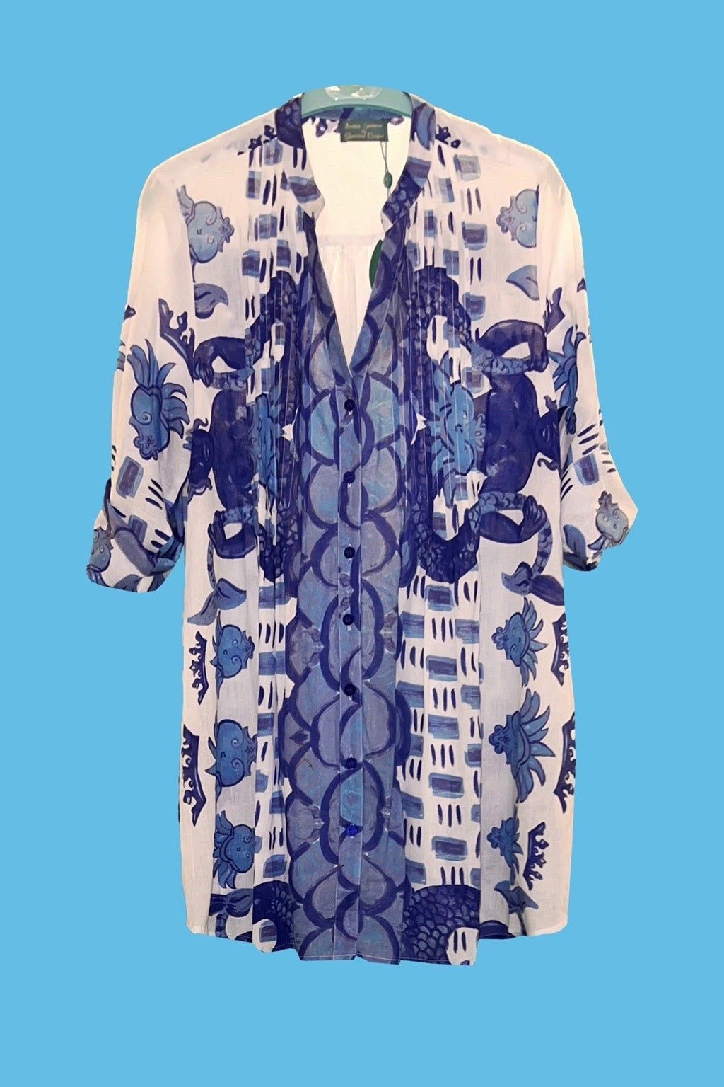 Antica Sartoria Blue Fish & Buddha Under The Sea Dress Shirt Button Down NWT M