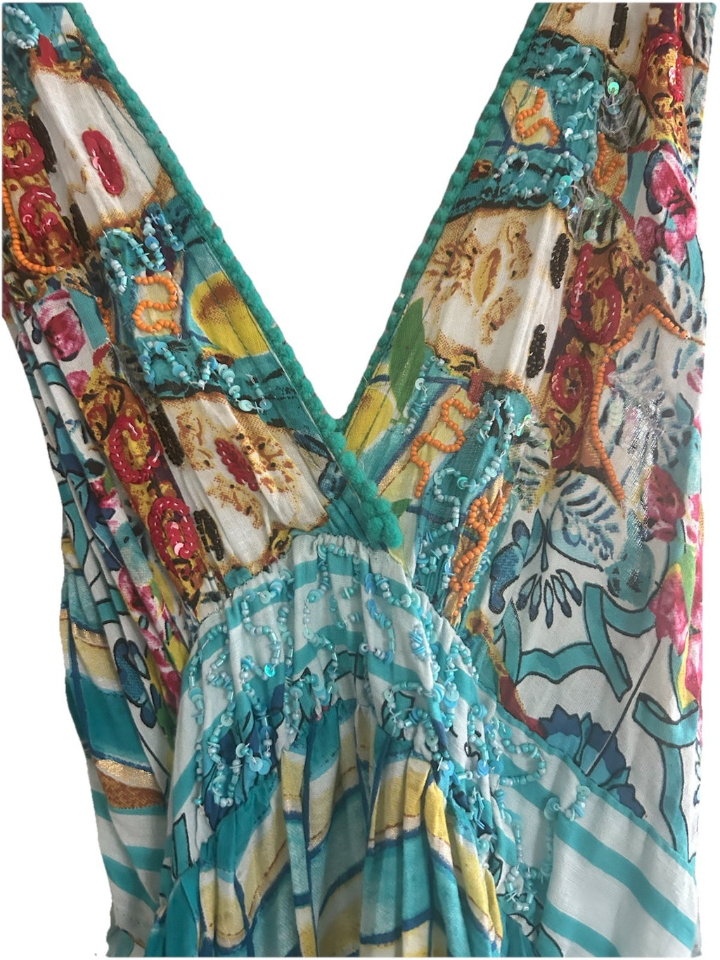 Antica Sartoria  Ladies & The Flowers Halter Neck Beaded  Long Dress Nwt O/S