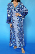 ANTICA SARTORIA 2024 WHITE & BLUE LONG DRESS / KAFTAN S/M NWT LAST ONE