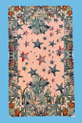 Antica Sartoria White & Blue Stafish & Corals Towel NWT 40 X 66