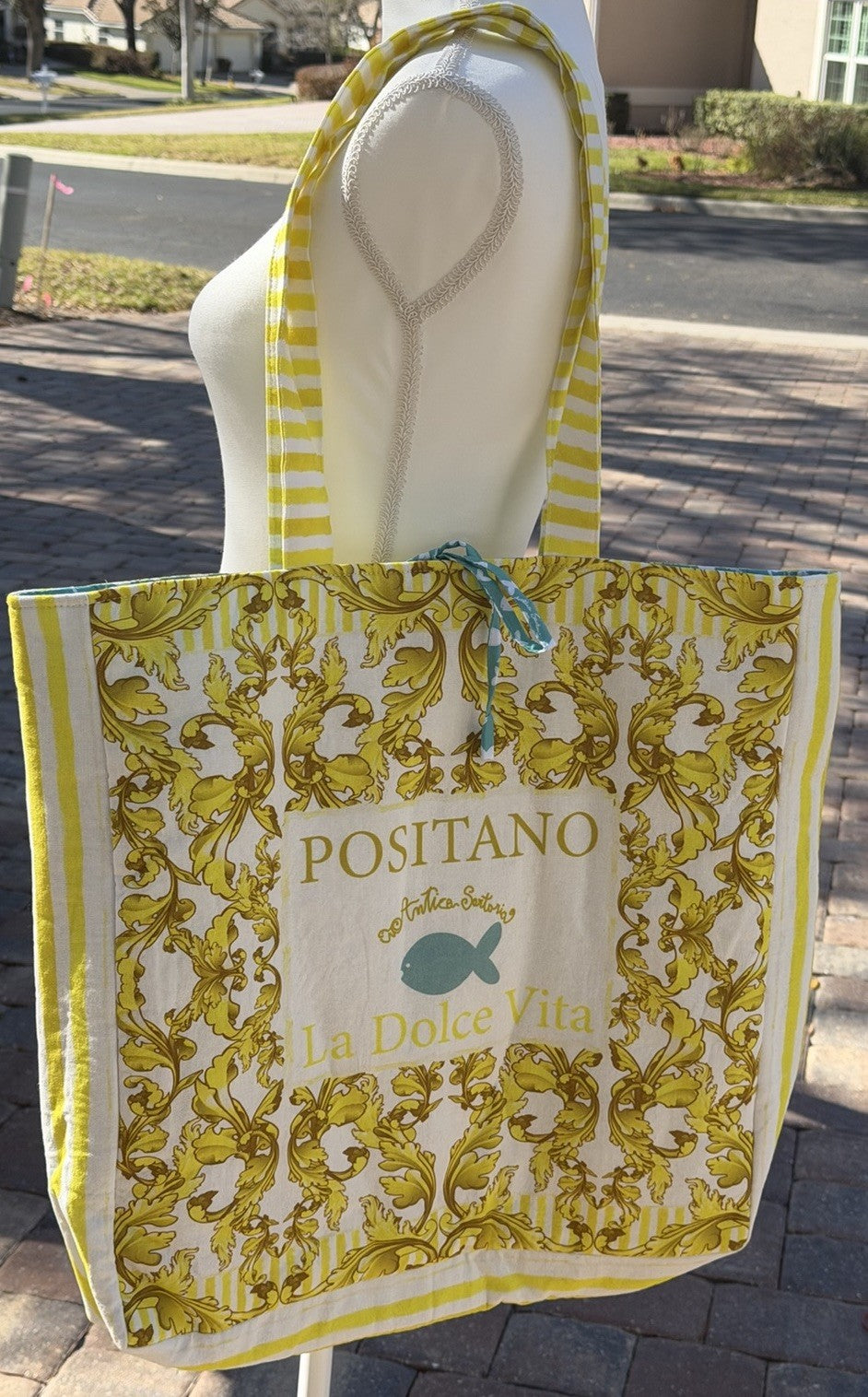 Antica Sartoria 2026 Golden Yellow Beach Tote Tie Top Bag NWT