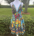 Antica Sartoria 2024 Antica Sartoria Sorrento Theme V Neck Blue Tie Dress Nwt