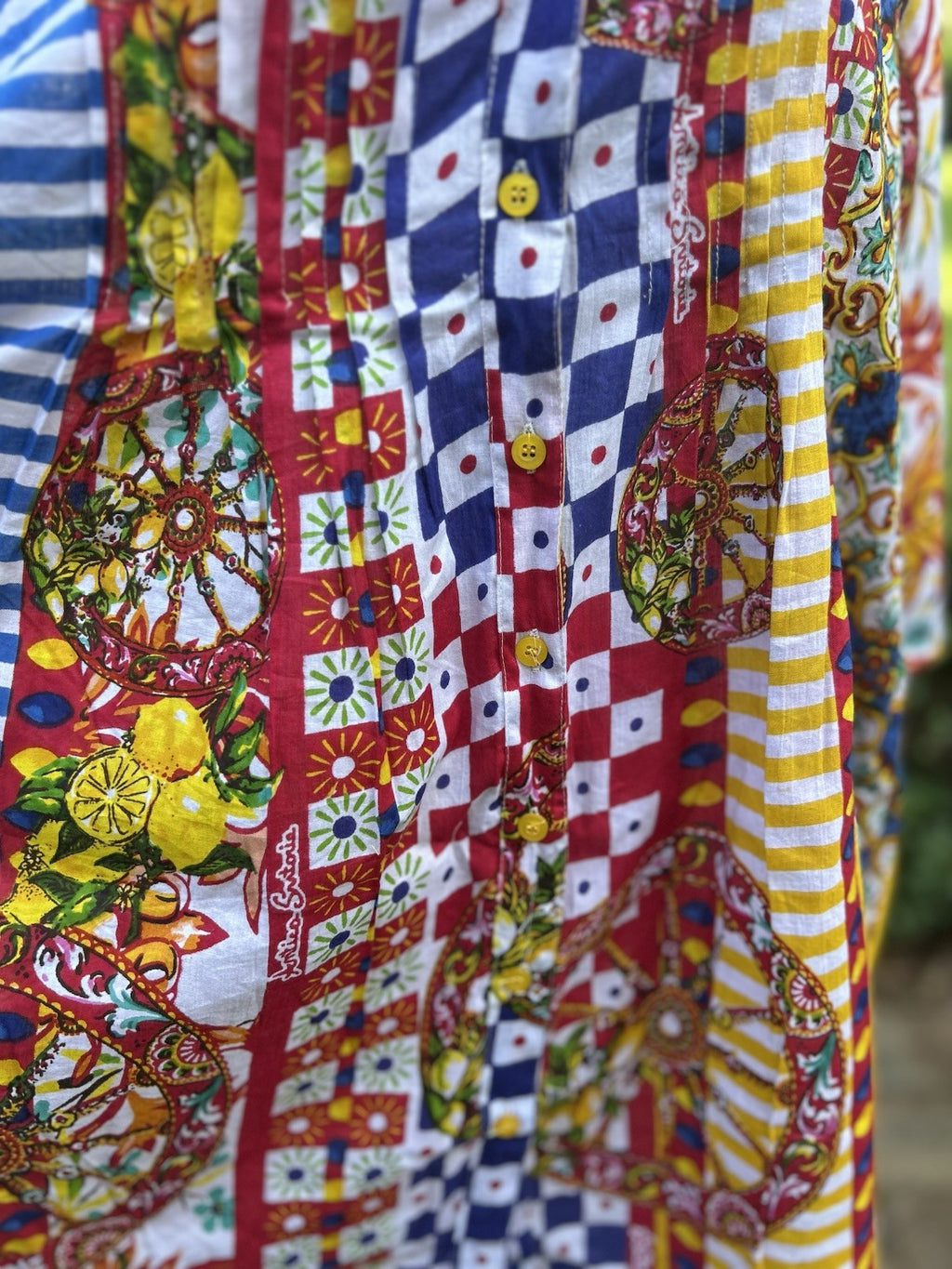 Antica Sartoria Red Blue Yellow Stripes Button Down Shirt Dress NWT XL