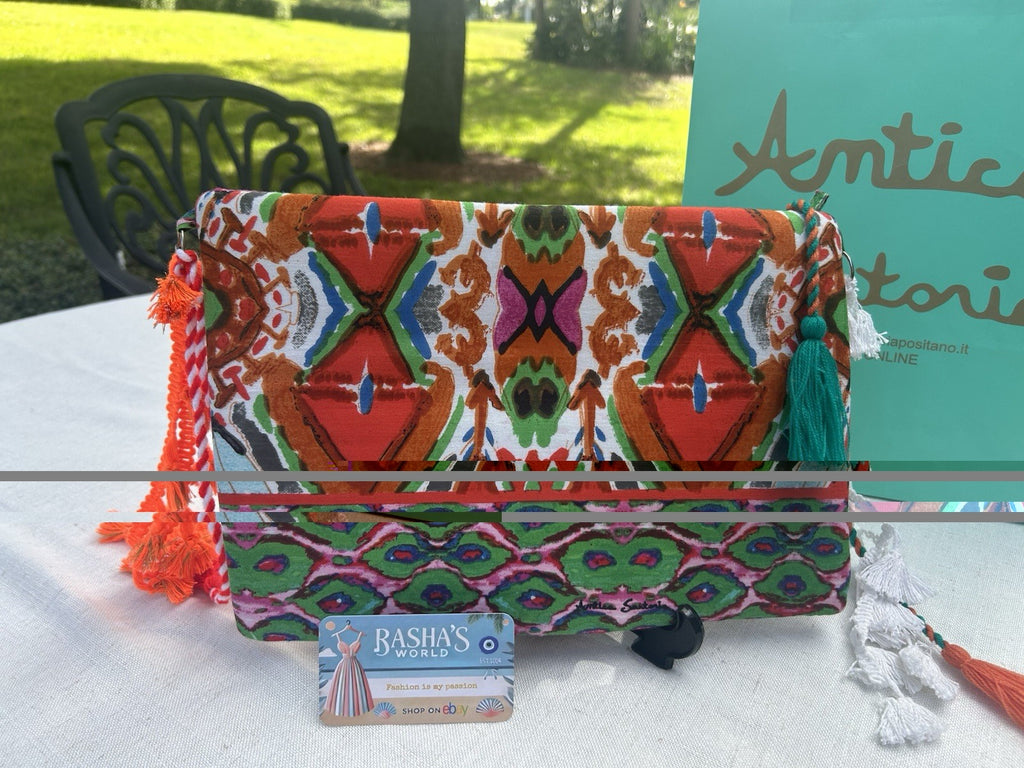 Antica Sartoria Red Orange Green Sequins Clutch Bag Gorgeous Nwt