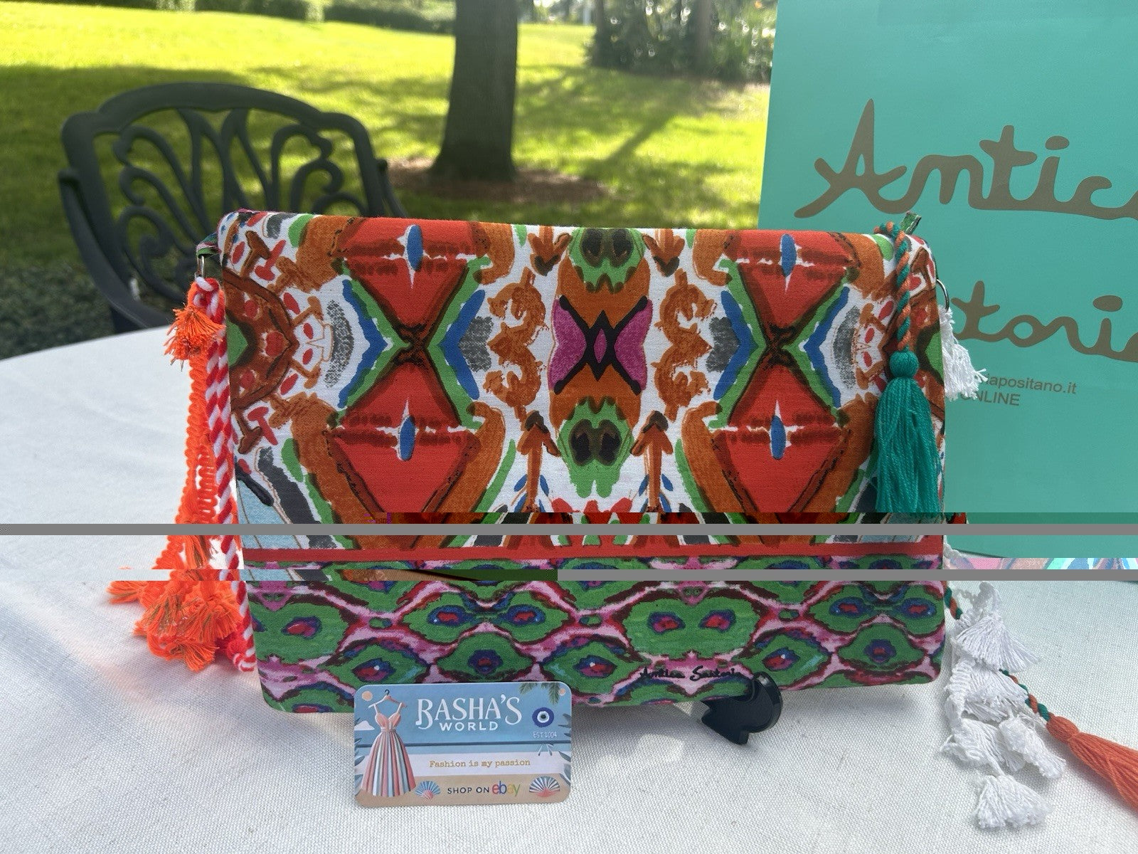 Antica Sartoria Red Orange Green Sequins Clutch Bag Gorgeous Nwt