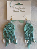 Antica Sartoria Aqua crocheted flower with bead strands Pendant NWT