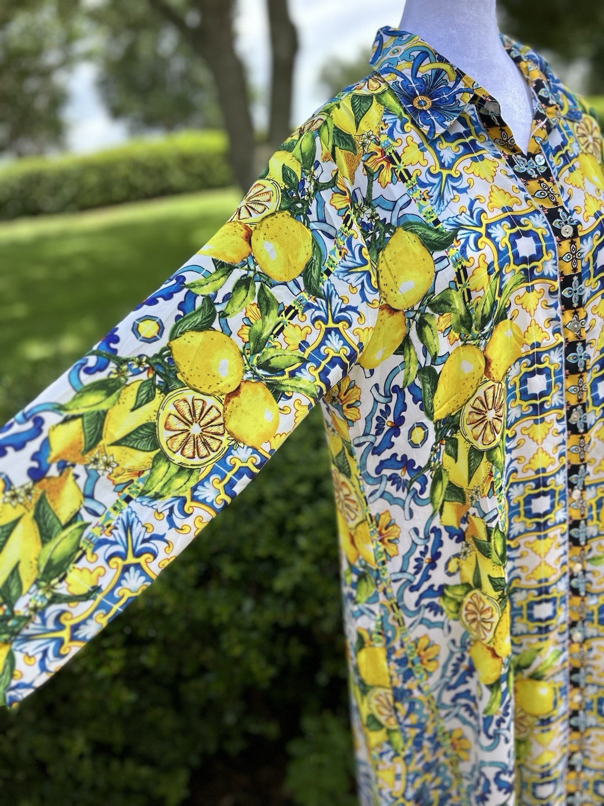 Antica Sartoria Lemon 🍋 Italian Print Kaftan Mumu Gorgeous L/XL