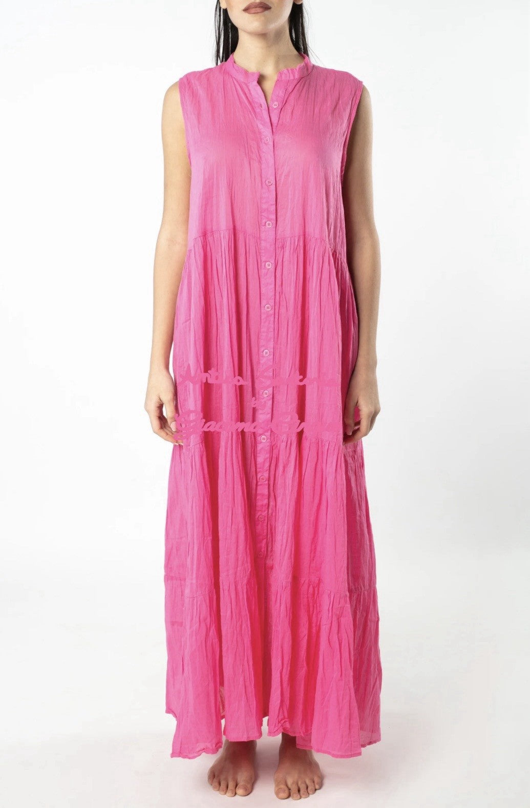 ANTICA SARTORIA 2025 PINK BELTED BUTTON DOWN LONG DRESS/MUMU KAFTAN NWT L/XL
