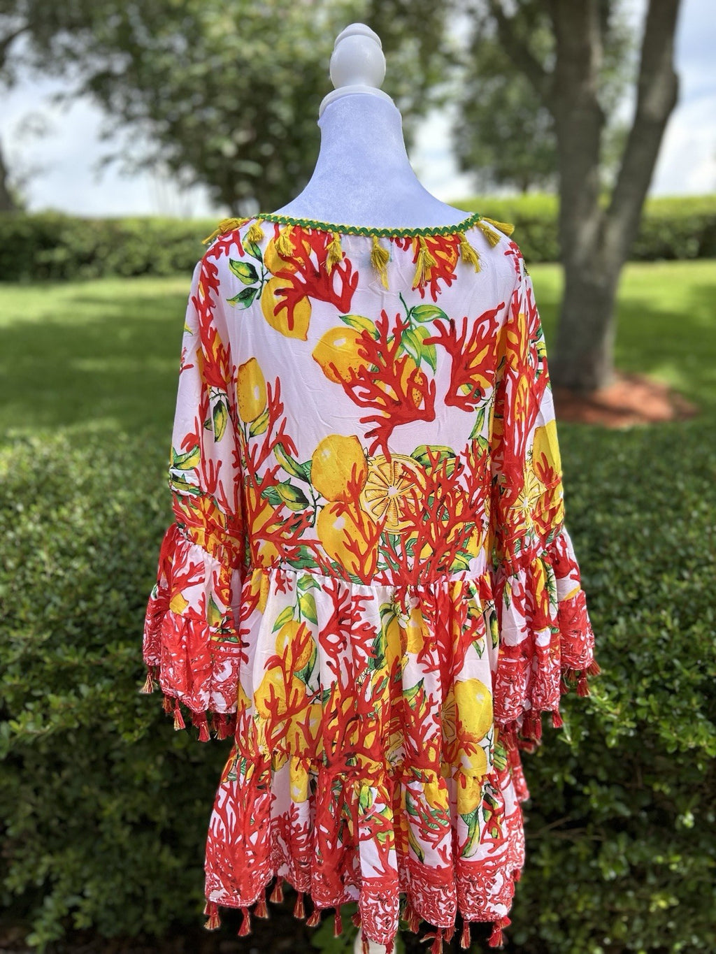 Antica Sartoria Coral & White V Neck Dress NWT O/S