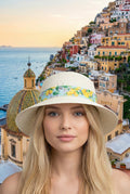 Antica Sartoria 2026 Sun Hat Positano Aqua Lemon 🍋 Perfect Nwt O/S