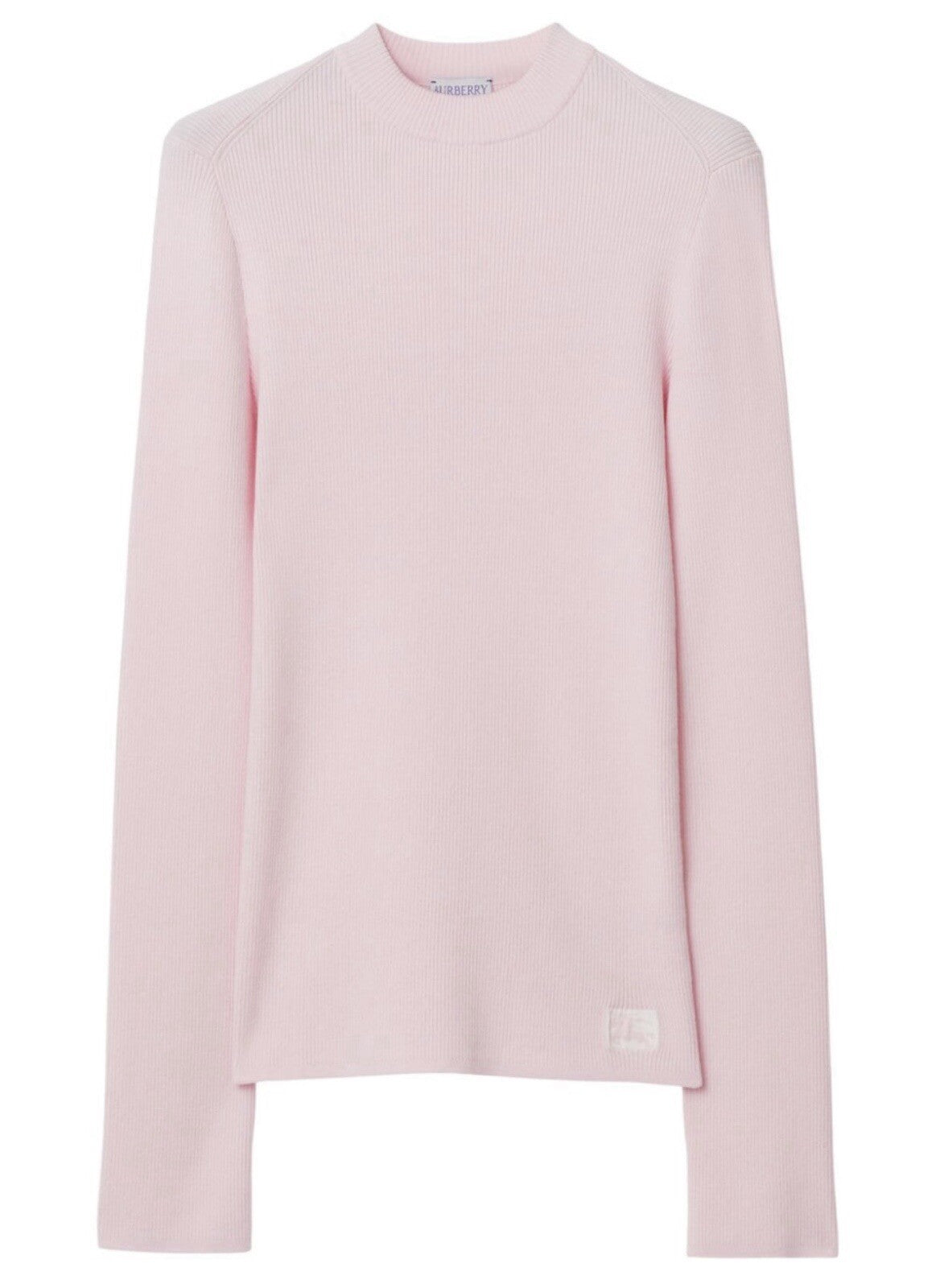 Burberry Logo Patch Rib Knit Jumper Medium New Pretty Pink