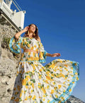 Antica Sartoria 2026 Gorgeous White Lemon Skirt Top Set  NWT O/S