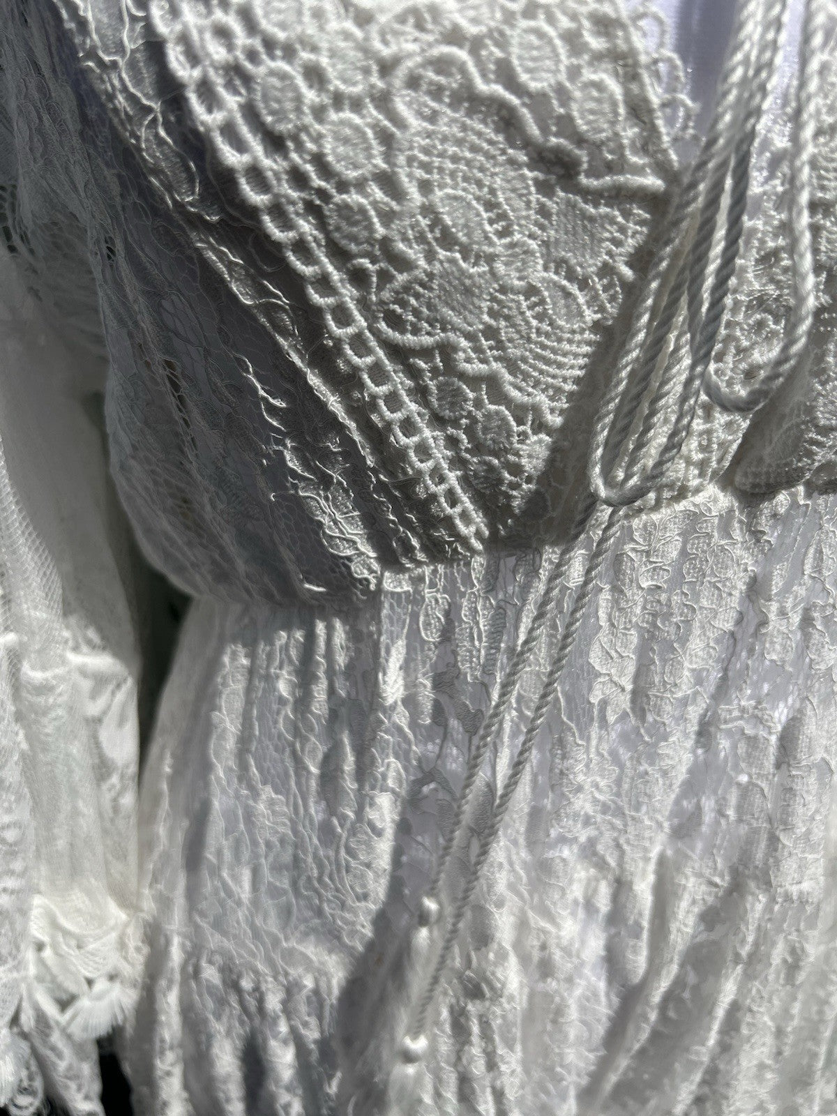 Antica Sartoria 2024 White Lace Embroidery Cinched Waist  Dress NWT O/S