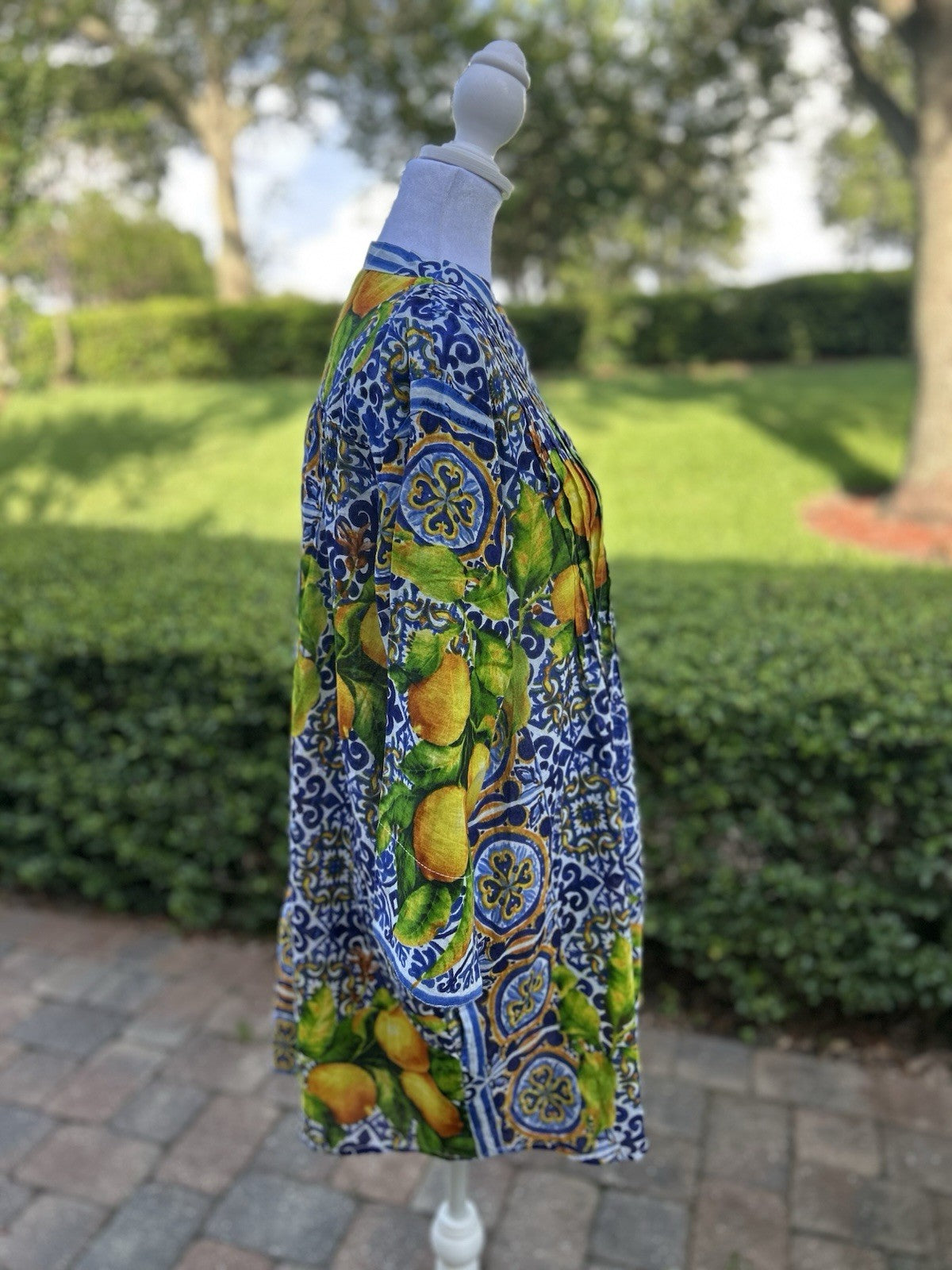 Antica Sartoria Blue & Lemon Button Down Shirt Xl NWT