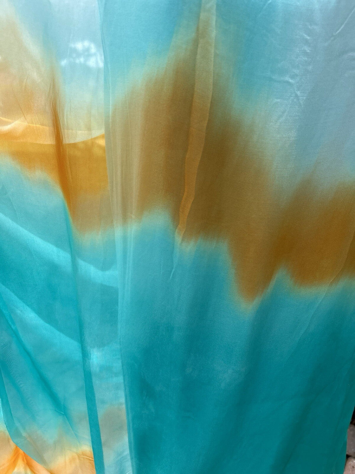 Made In Italy Silk Dress Kaftan Aqua, Nude Gold One Size