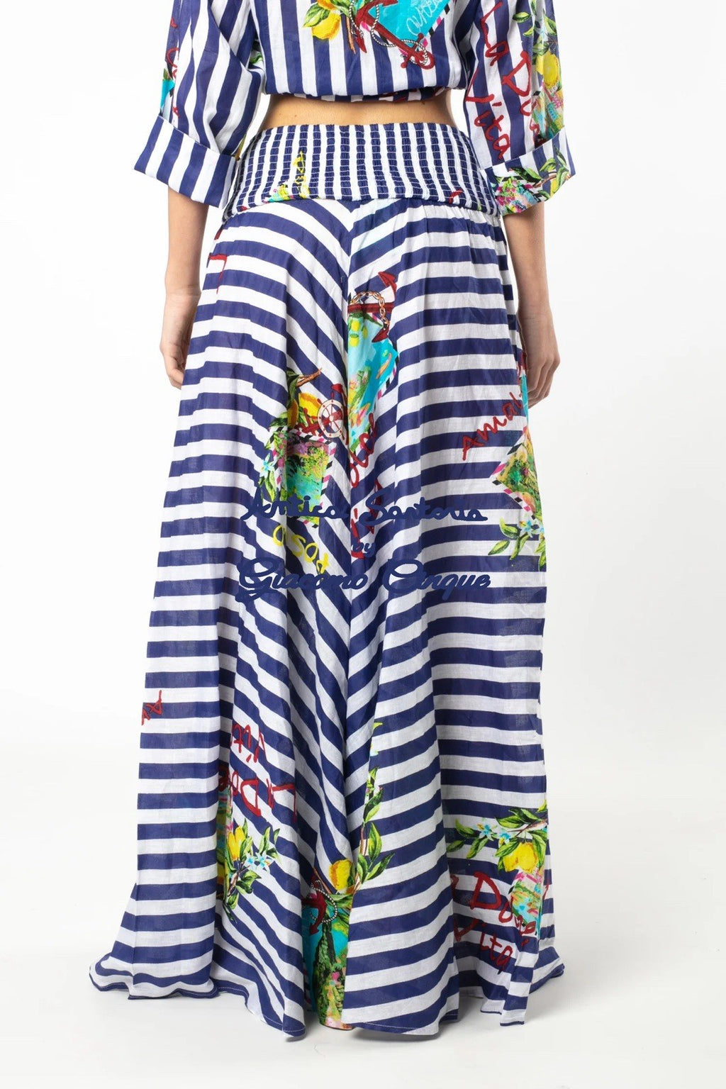 Antica Sartoria 2025 Navy & White Striped Pants & Top 2 PC NWT O/S