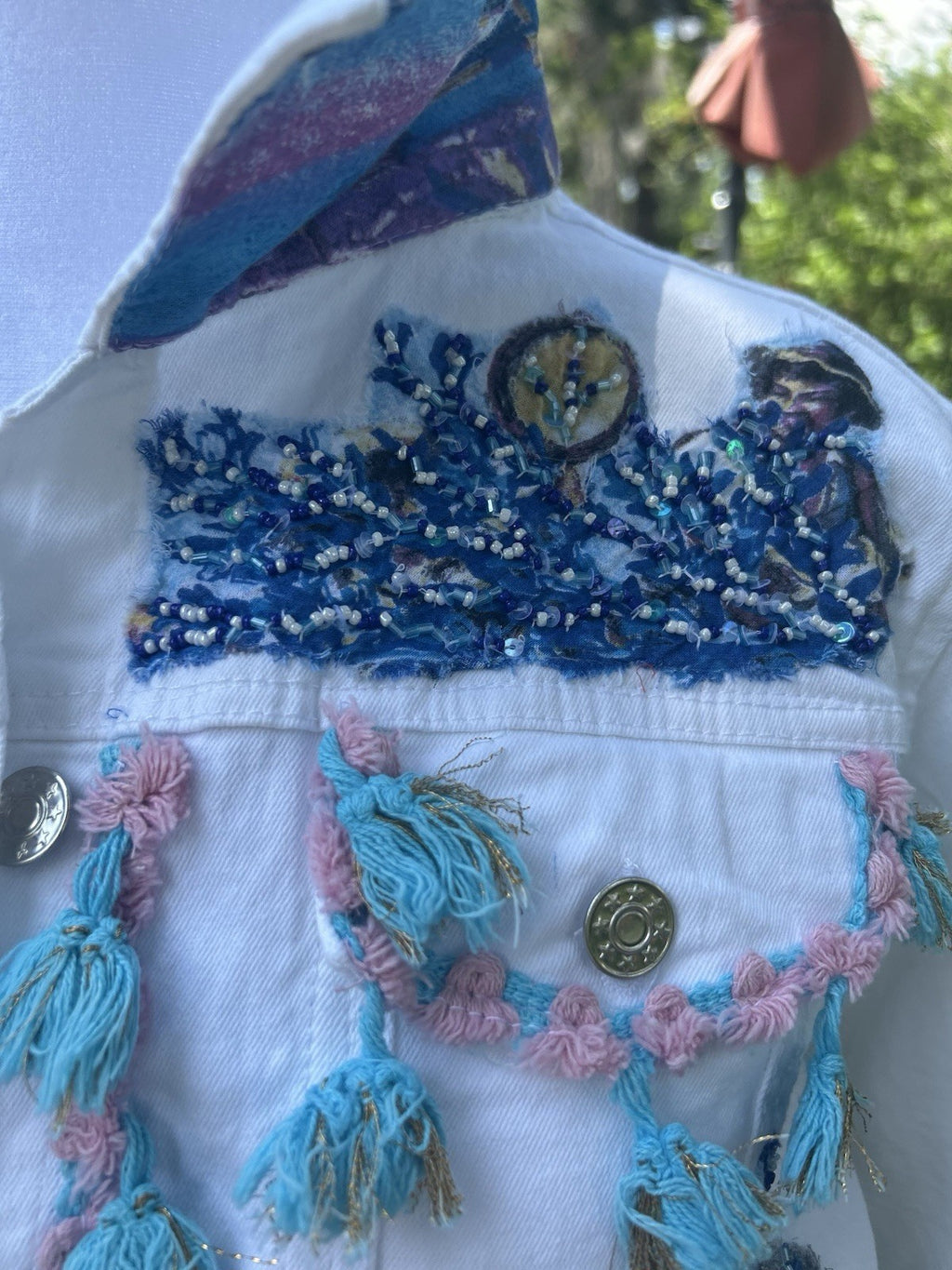 ANTICA SARTORIA 2024 BLUE WHITE BEAUTIFUL JEAN JACKET NWT MEDIUM