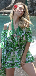 Antica Sartoria 2025 Green And White Off Shoulder Romper & Love necklace💚O/S