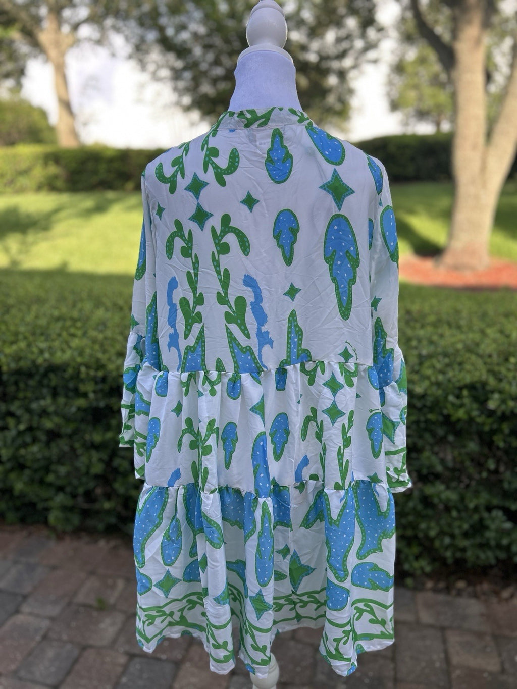 antica sartoria 2025 Aqua & White Dress With Korean Collar NWT O/S
