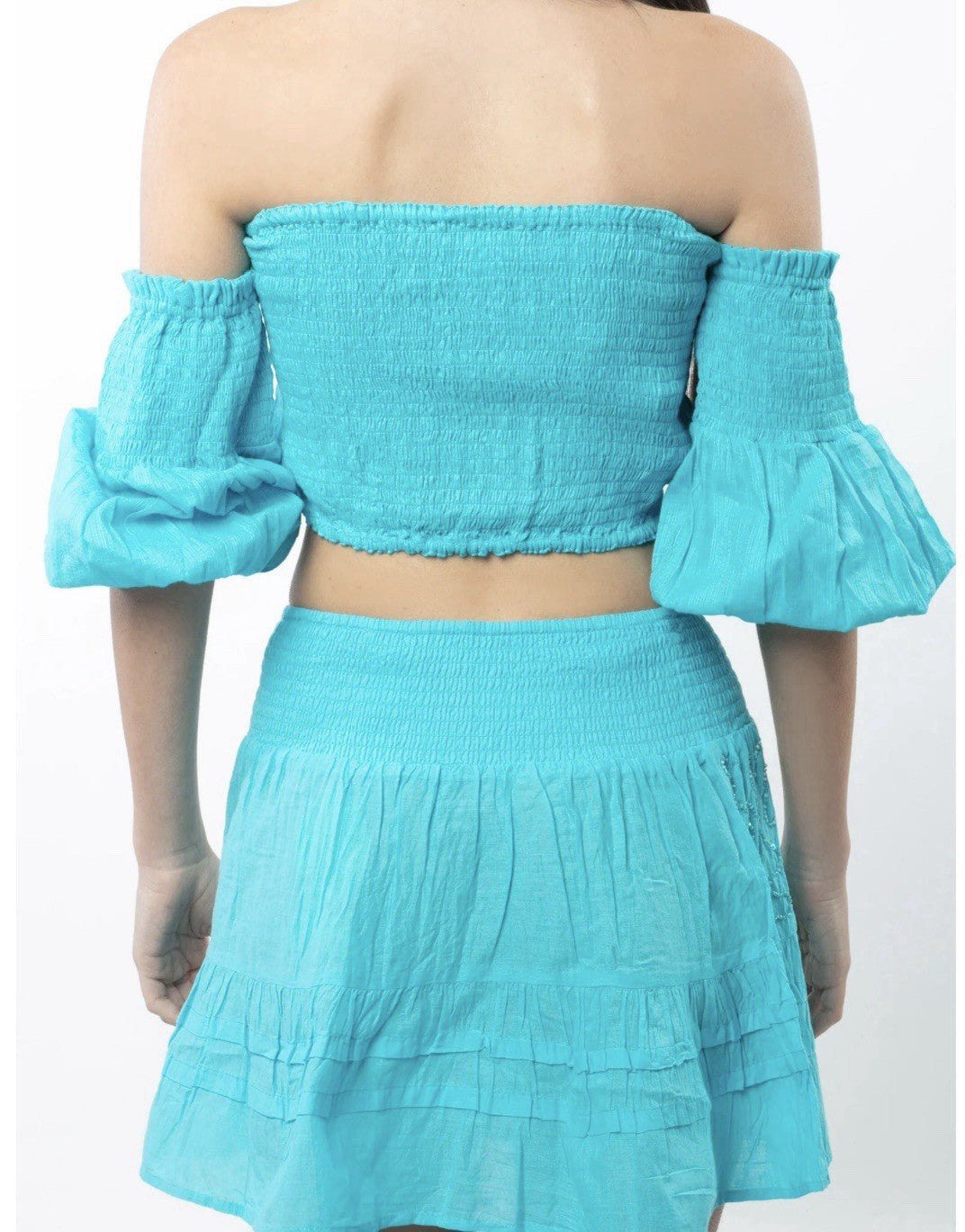 Antica Sartoria 2025 Gorgeous Turquoise Beaded Skirt & Cropped Top Nwt O/S