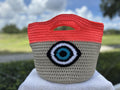 Crochet Hand Made Evil Eye Bag Luxury Macrame knit Bucket bag Multicolor 🧶🧿