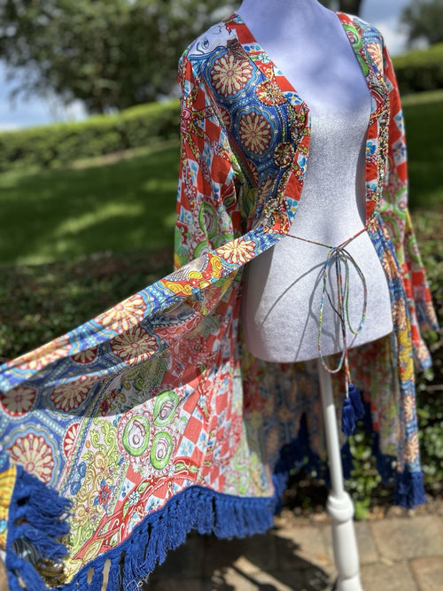 Antica Sartoria 2024 Colorful Beaded Kimono Cover Up NWT O/S
