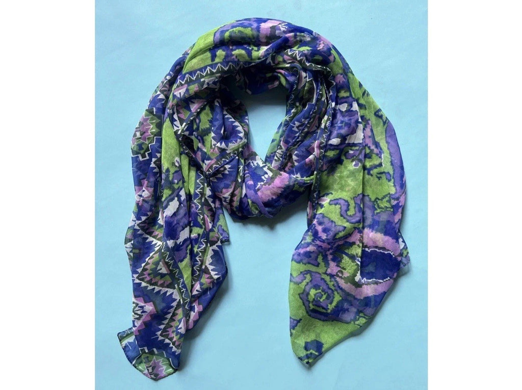 ANTICA SARTORIA PURPLE & GREEN POLY CHIFFON SCARF O/S