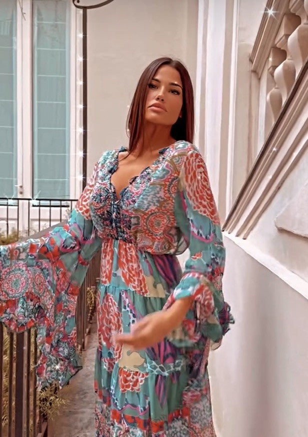 Antica Sartoria 2024 AQUA COLORFUL Long Dress Gorgeous O/S Back In Stock