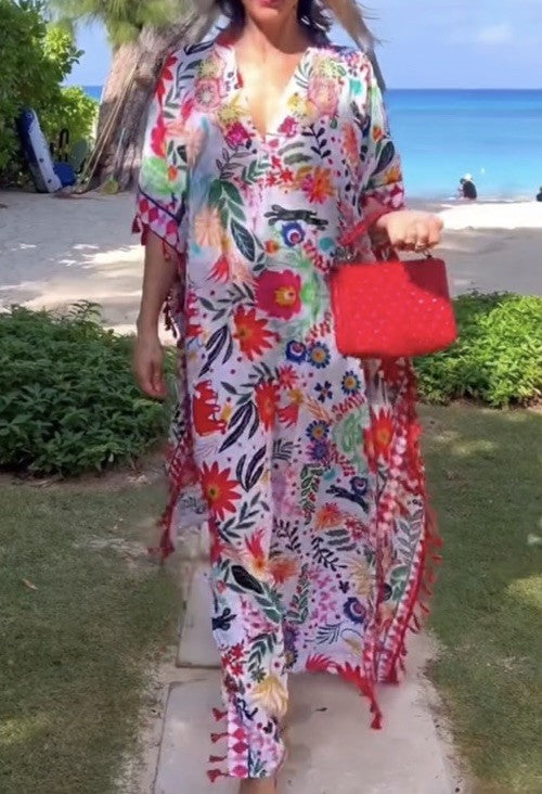 ANTICA SARTORIA 2024 FLOWERS FLOWERS LONG PONCHO/MUMU/KAFTAN NWT OS TO XXL