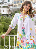 Antica Sartoria 2026 White Colorful Flowers Dress Kaftan Top Nwt S/M