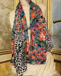 Antica Sartoria Leopard And Flowers 40 X 70 Scarf Nwt