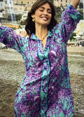ANTICA SARTORIA 2026 AQUA & PURPLE DRESS/MUMU/KAFTAN  BUTTON DOWN NWT LARGE