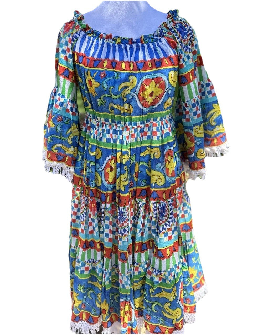 Antica Sartoria 2024 Red White Blue Off Shoulder Beautiful Color Dress Nwt O/S
