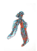 Antica Sartoria 2025 Aztec Orange 🍊 Blue Polychiffon Scarf 40x70 NWT