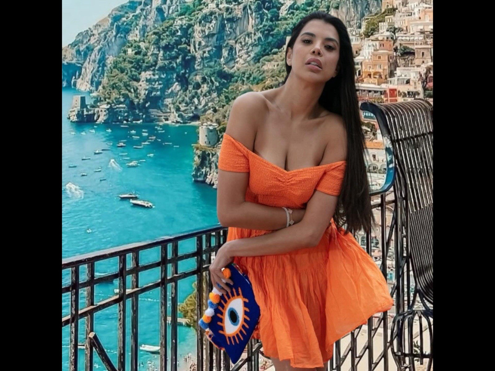 Antica Sartoria 2025 Orange Off Shoulder Dress NWT O/S